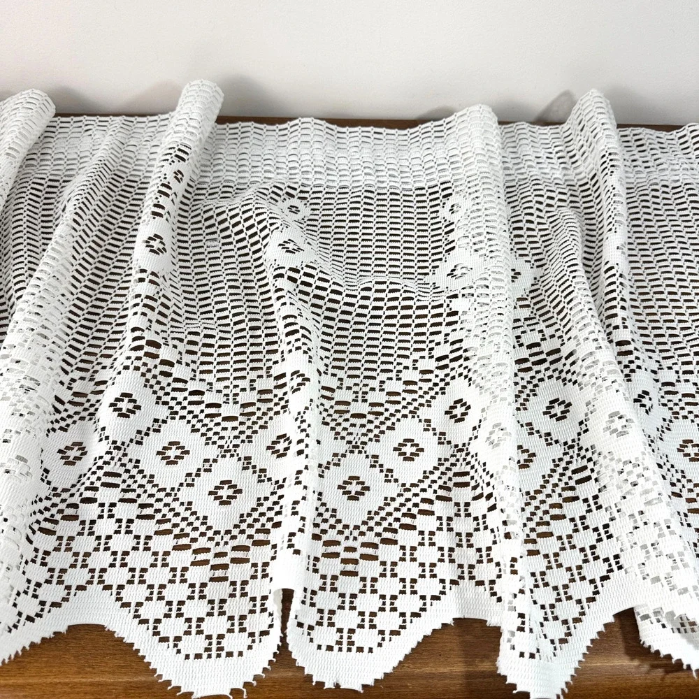 Vintage Valance Curtain White Lace Rod Pocket 66